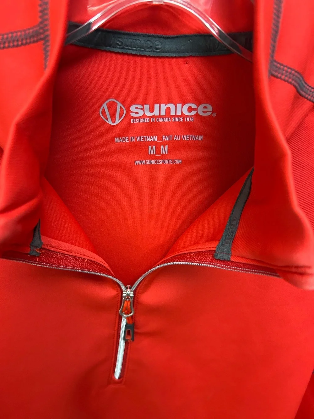 Sunice Red 3/4 Zip-Up Mock Neck Performance Pullover Top